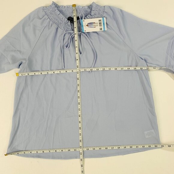 Social Standard by Sanctuary Women's Top L Long Sleeve Peasant Shirt Blue - Picture 7 of 12